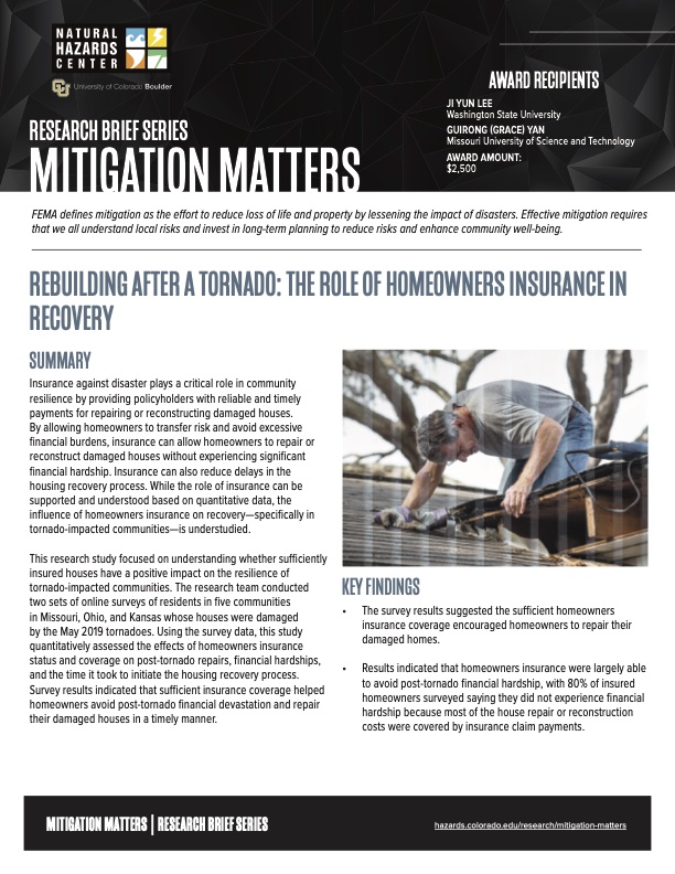 Natural Hazards Center Rebuilding After A Tornado